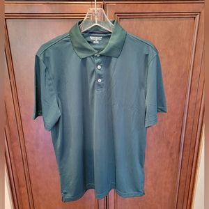 MENS AMAZON ESSENTIALS SLIM GREEN POLO SHIRT SZ LARGE READ